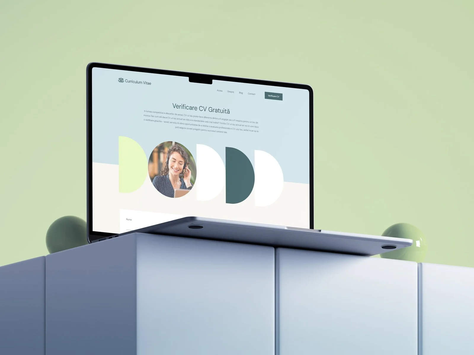 Mockup al site-ului Curriculum Vitae, din portofoliul public
