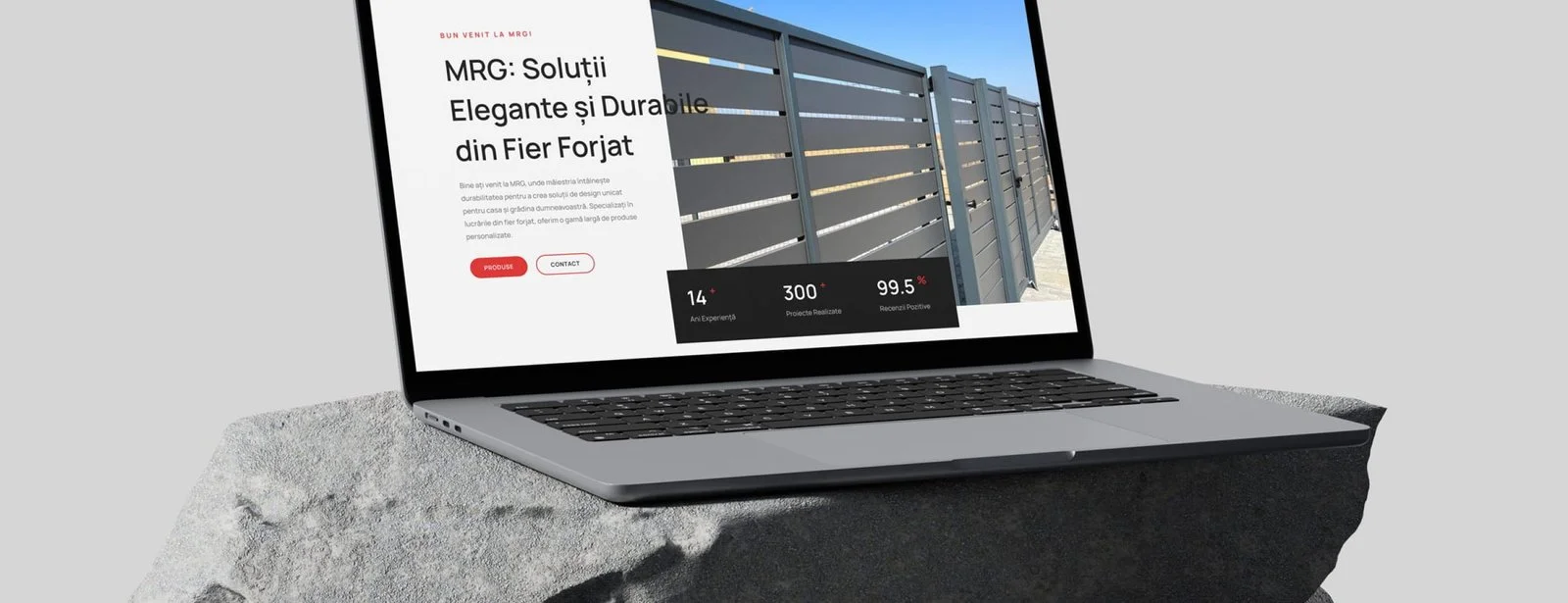 Mockup al site-ului MRG Gard Forjat, din portofoliul public